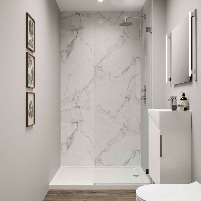 Multipanel Linda Barker Calacatta Marble Bathroom Wall Panel, photo 5