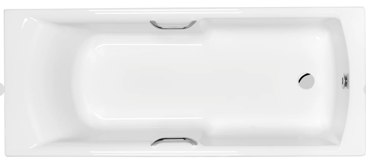 Carron Axis 1500x700mm Single Ended Carronite Bath with Twin Grips- White Gloss (02030T)