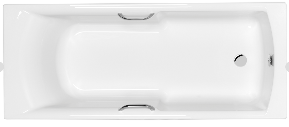 Carron Axis 1600x700mm Single Ended Bath with Twin Grips- White Gloss (02033T)