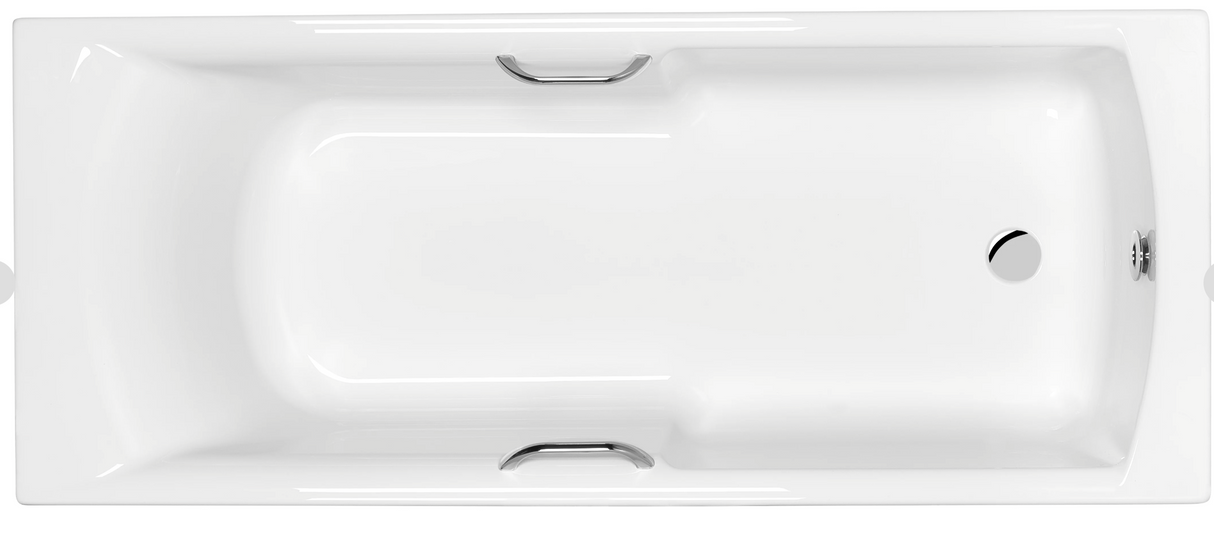 Carron Axis 1700x700mm Single Ended Carronite Bath with Twin Grips- White Gloss (02038T)