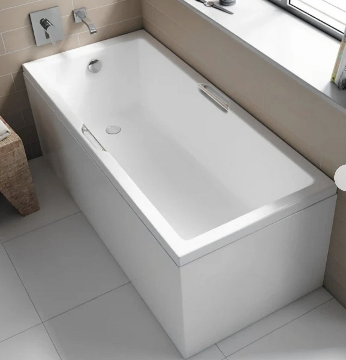 Carron Integra 1700x700mm Single Ended Bath with Twin Grips- Carronite-White Gloss (02170)