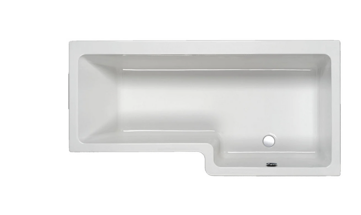 Carron Quantum L Shaped Shower Bath 1700x700(850)mm Right Hand Carronite - White Gloss (02208)