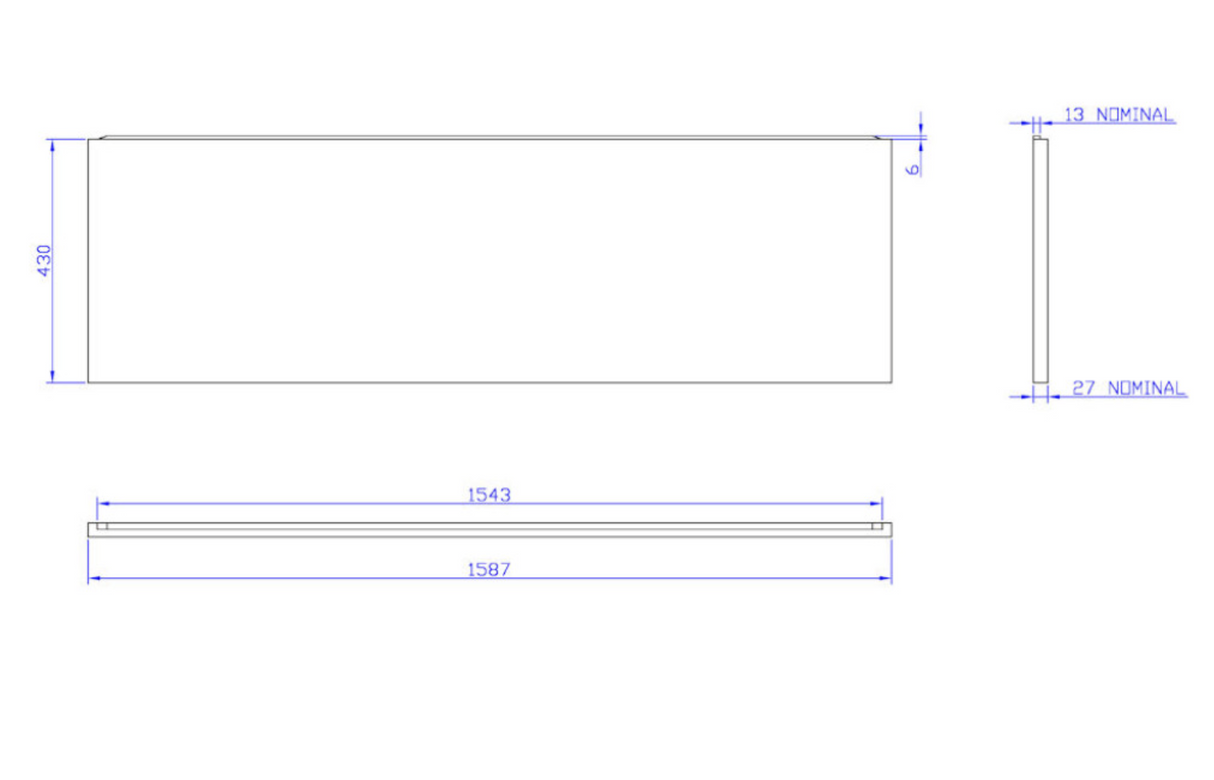 Carron Low Level Front Bath Panel 1600x430mm- White Gloss (02254)