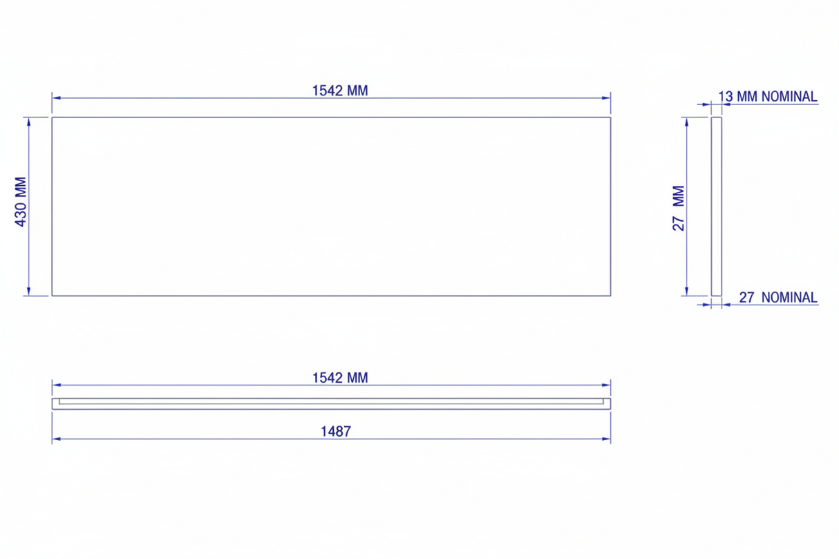 Carron Low Level Carronite Front Bath Panel 1600x430mm – White Gloss (02255)