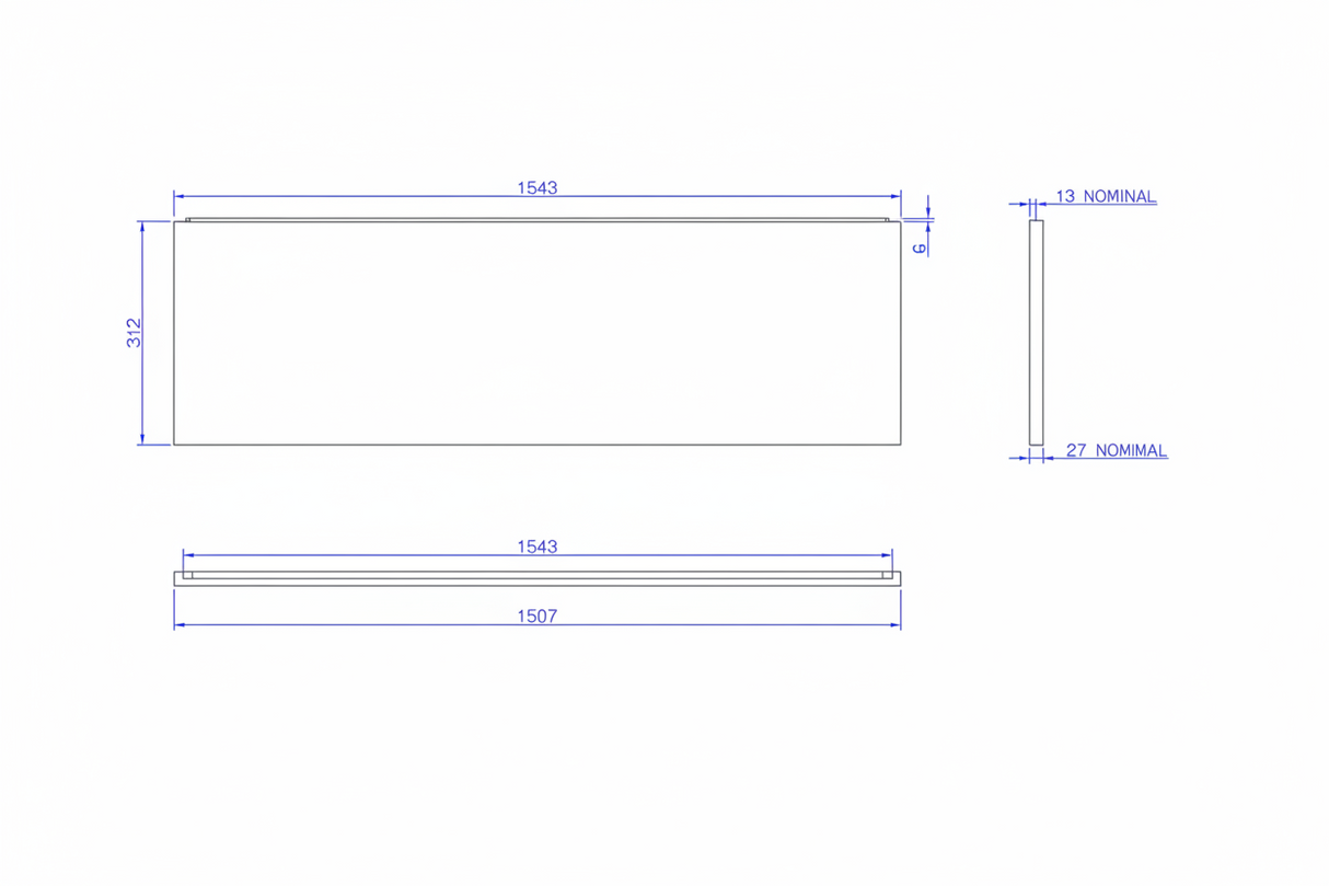 Carron Carronite Front Bath Panel 1600x515mm - White Gloss (02317)