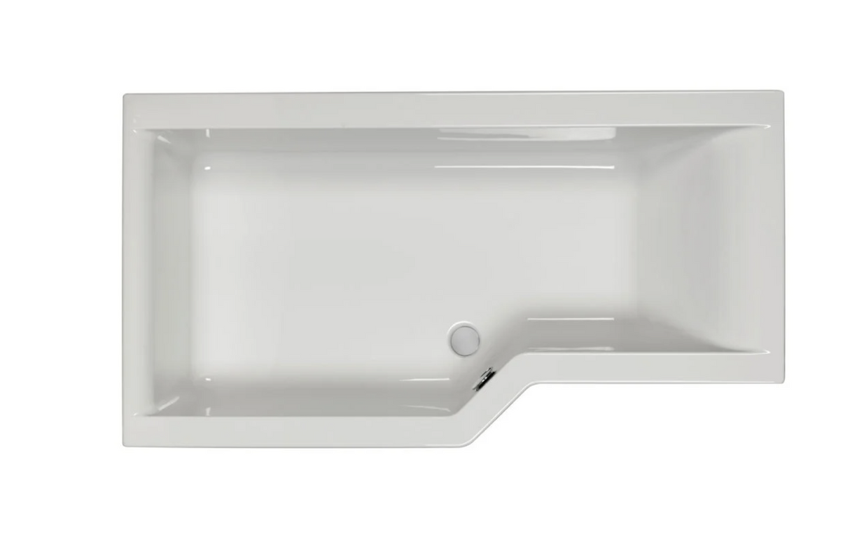 Carron Urban Edge L- Shaped Shower Bath 1575mm Left Hand - White Gloss (02427)