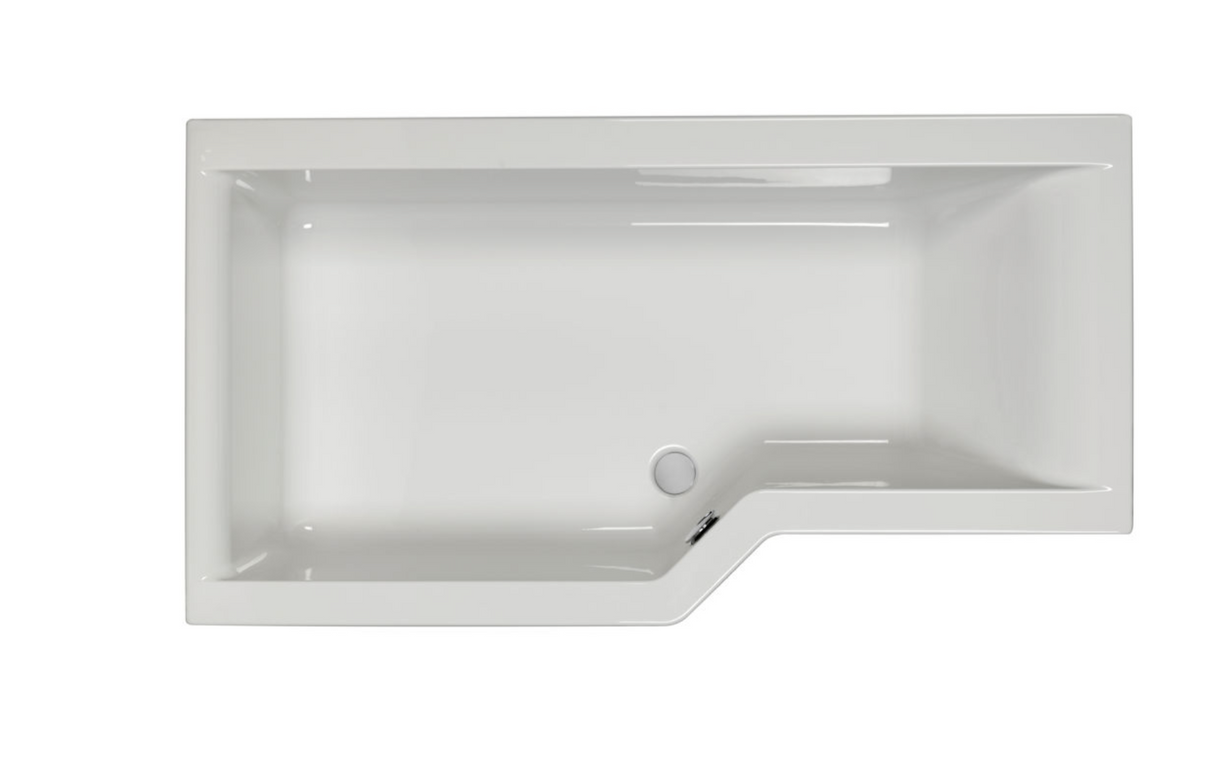 Carron Urban Edge L-Shaped Shower Bath 1675mm Left Hand Carronite - White Gloss (02526)