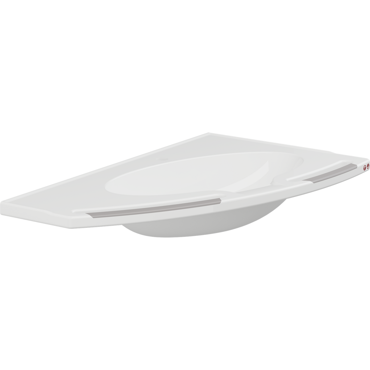 Pressalit MATRIX ANGLE DEEP wash basin with operating buttons, left-facing, without overflow