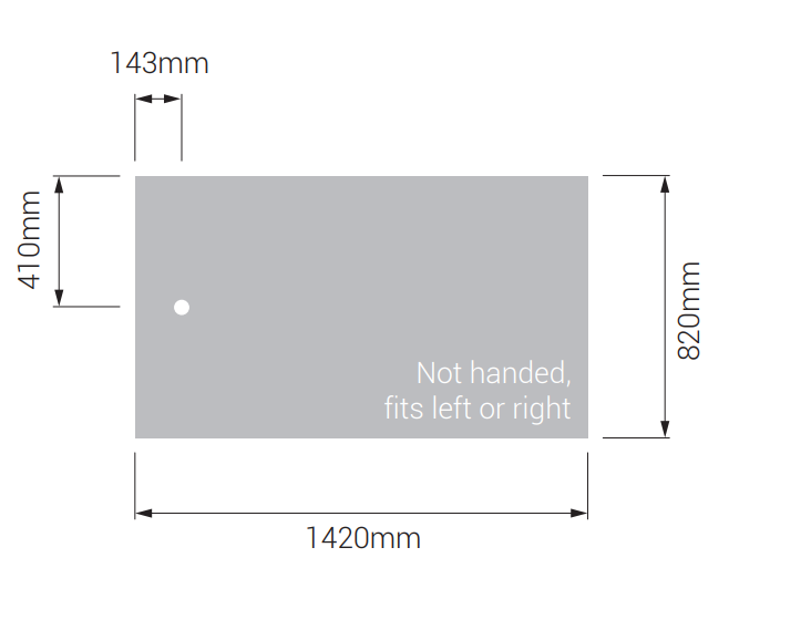 AKW Braddan 1420x820mm shower tray dimensions diagram