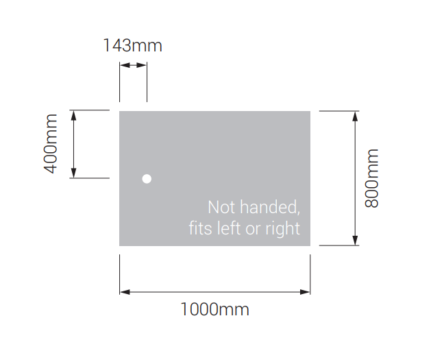 AKW Braddan 1000x800mm shower tray dimensions diagram