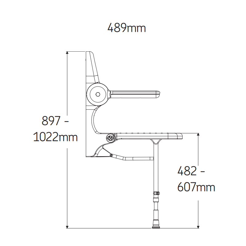 AKW 2000 Series Fold Up Shower Seat – Compact, Standard or Back & Arms, photo 14