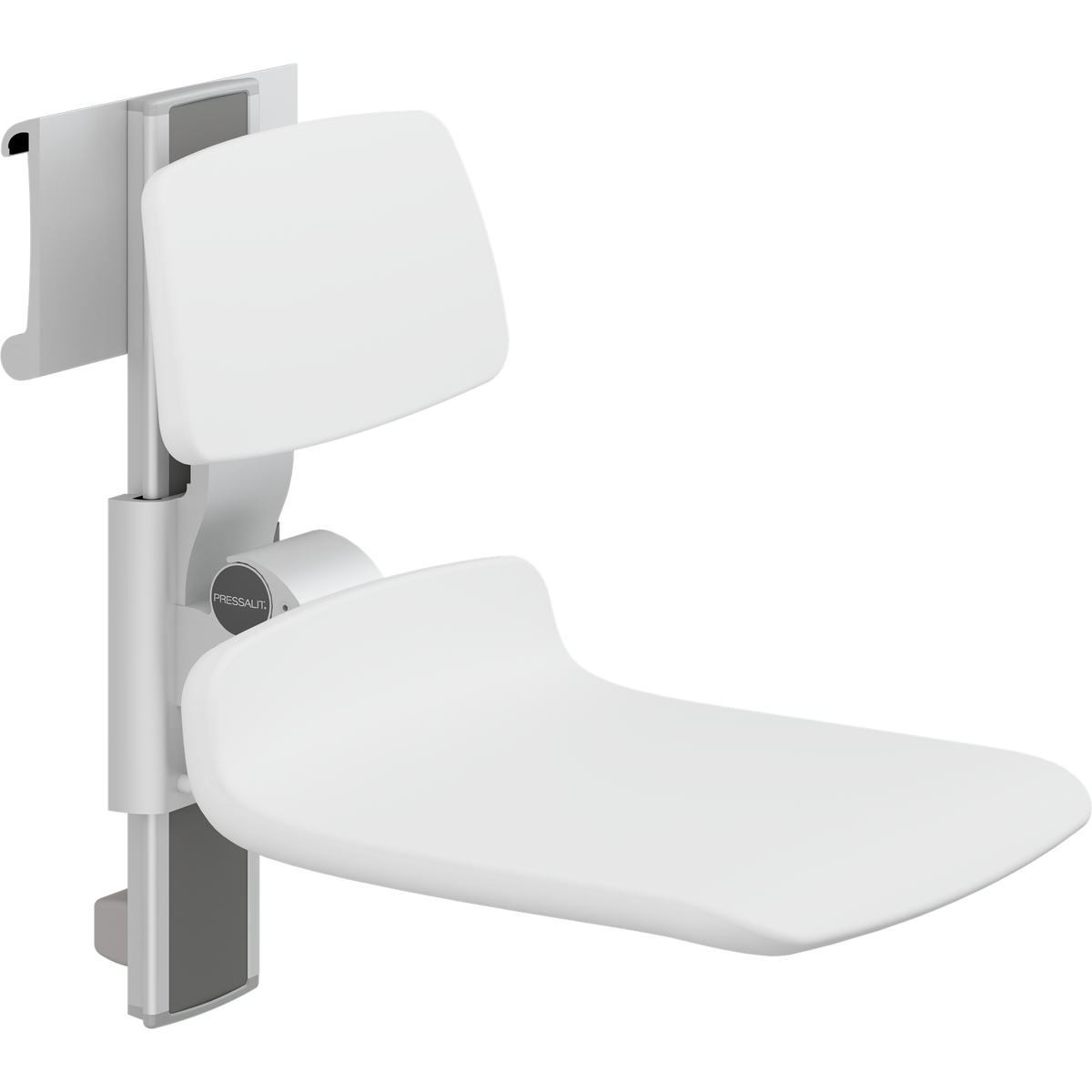 Pressalit PLUS shower seat – 450 mm Manual – Backrest Only, Standard Seat, White