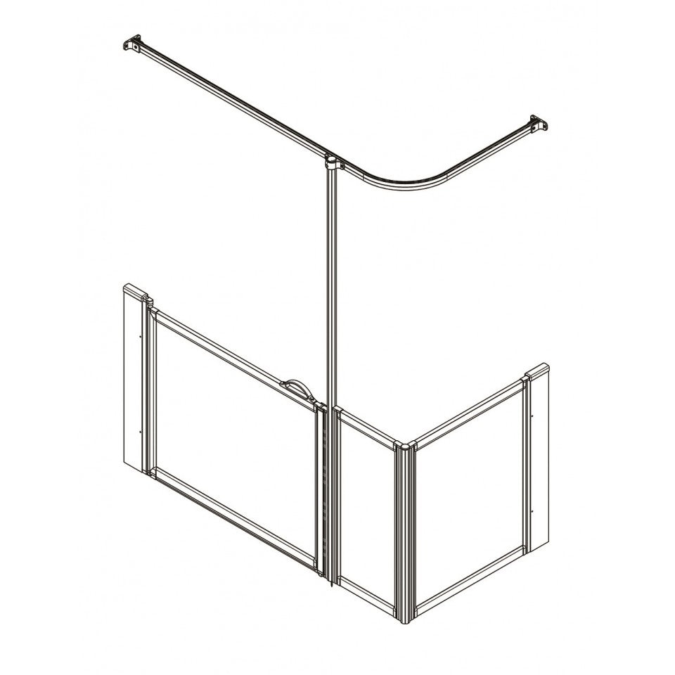 AKW Option Q Half Height Carer Shower Screen Set for Shower Trays