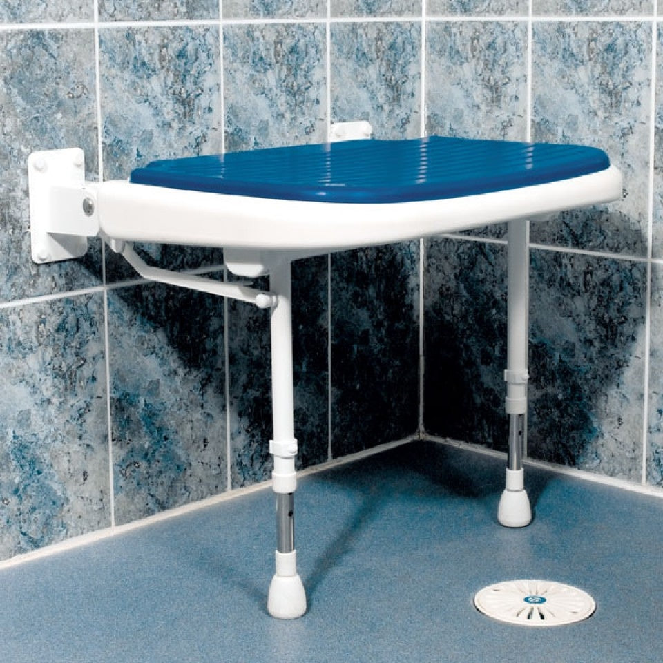 AKW 4000 Series Wall Mounted Extra Wide Fold up Moulded Padded Seat with Support Legs (04110P)