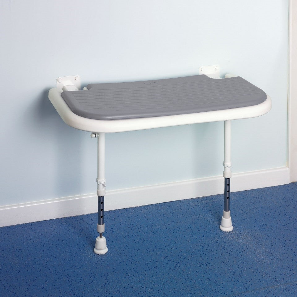 AKW 4000 Series Large Extra Wide Grey Padded Fold-Up Shower Seat with Legs (04570P)