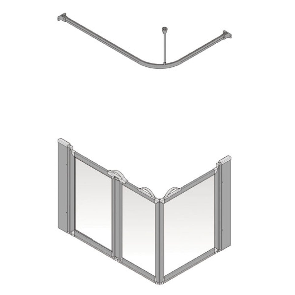 AKW Silverdale Option A Shower Screens 1200x700mm Left Hand - 750mm High - Frosted (91003LSF)