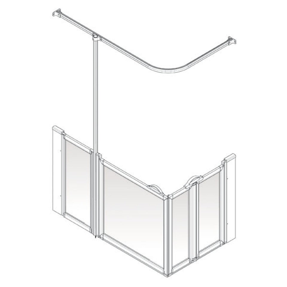 AKW Silverdale Option B Half Height Carer Shower Screen Set 1420 x 700mm, 900mm High