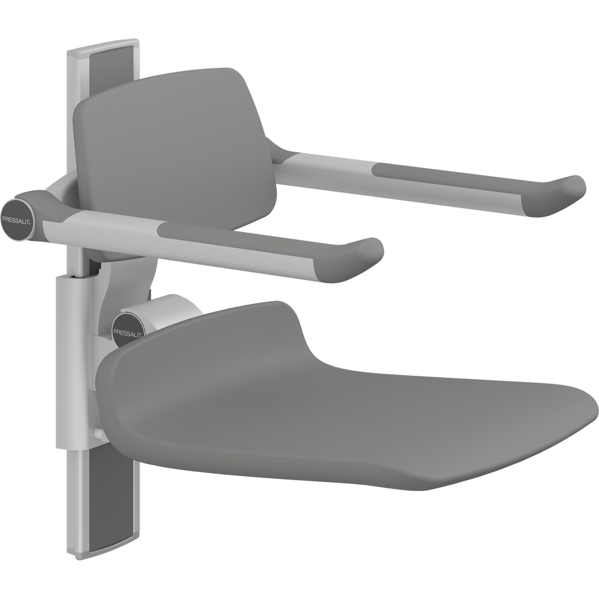 Pressalit PLUS shower seat – 450 mm Manual – Back & Armrests, Standard Seat, Anthracite
