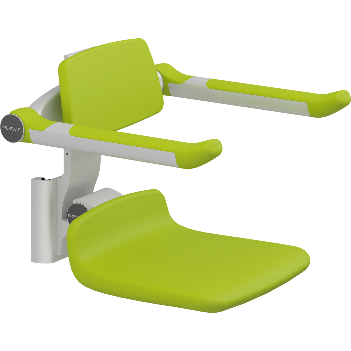 Pressalit PLUS replacement shower seat – 310 mm – Back & Armrests, Standard Seat, Lime Green