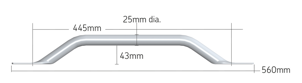 AKW 1000 Series Mild Steel Flat End Grab Rail White – Choice of Length, photo 2