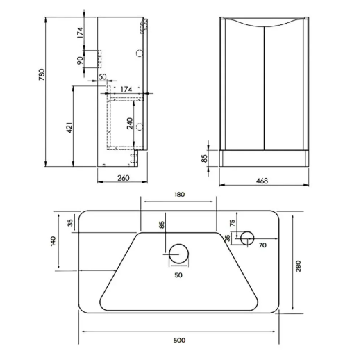 Kartell K-VIT Arc 500 Floor Standing 2 Door Cloakroom Unit & Ceramic Basin- White Gloss (ARCLOAKFS-W FUR455CA)
