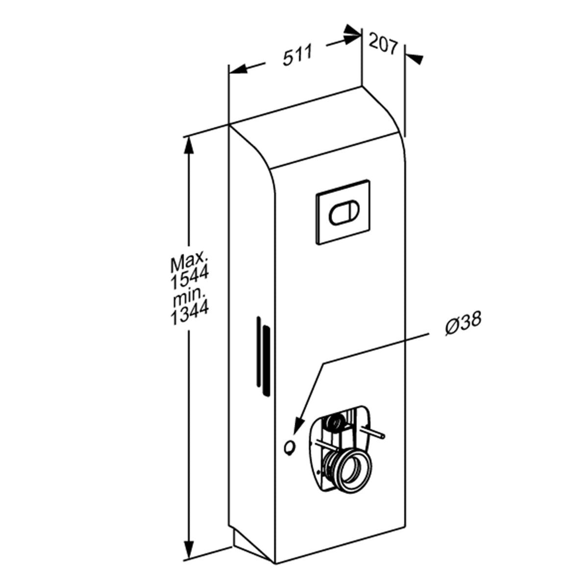 Pressalit SELECT TL4 electric dimensions drawing