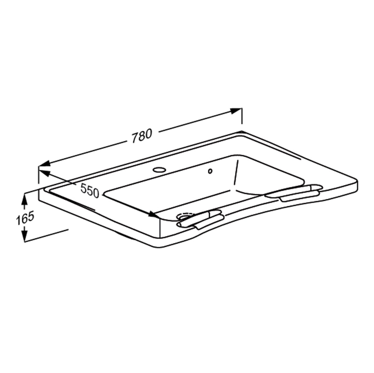 Pressalit MATRIX MEDIUM wash basin dimension drawing