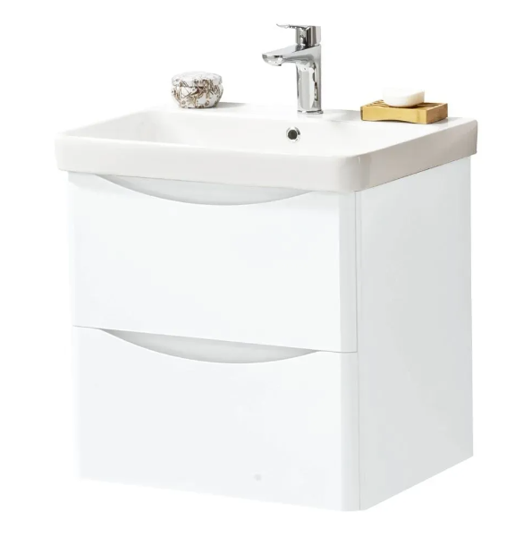 Kartell K-VIT ARC 600mm Wall Mounted 2 Drawer Unit With Ceramic Basin- White Gloss (ARC600WM-W FUR149ME)