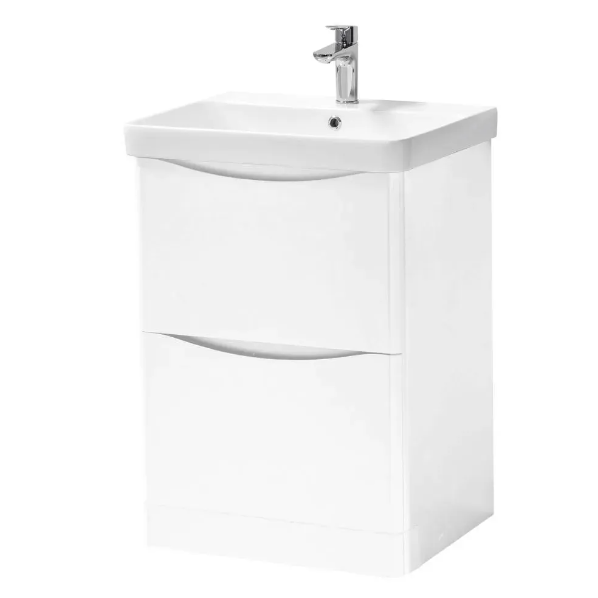 Kartell K- VIT Arc 600mm Floor Standing 2 Drawer Unit With Ceramic Basin- White Gloss (ARC600FS-W FUR149ME)