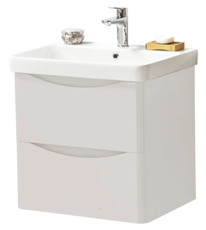 Kartell K-VIT Arc 600mm Wall Mounted 2 Drawer Unit With Ceramic Basin- Cashmere (ARC600WM-C FUR149ME)