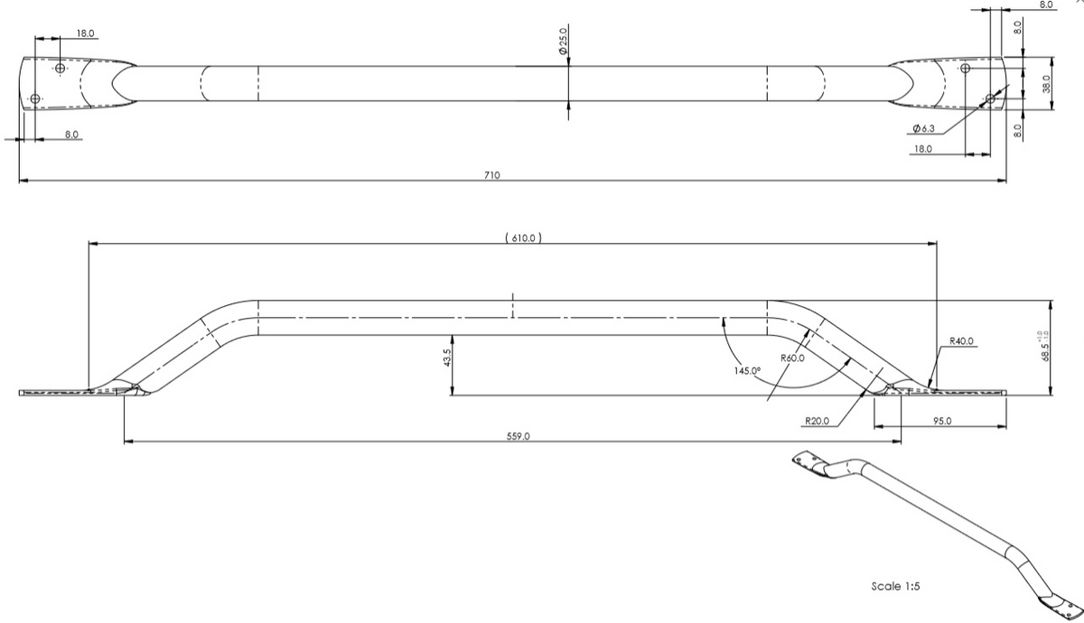 AKW 1000 Series Mild Steel Flat End Grab Rail White – Choice of Length, photo 3
