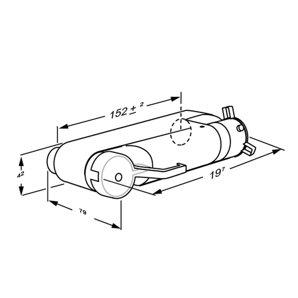 Pressalit thermostatic shower mixer RT641 – dimension drawing (mm)