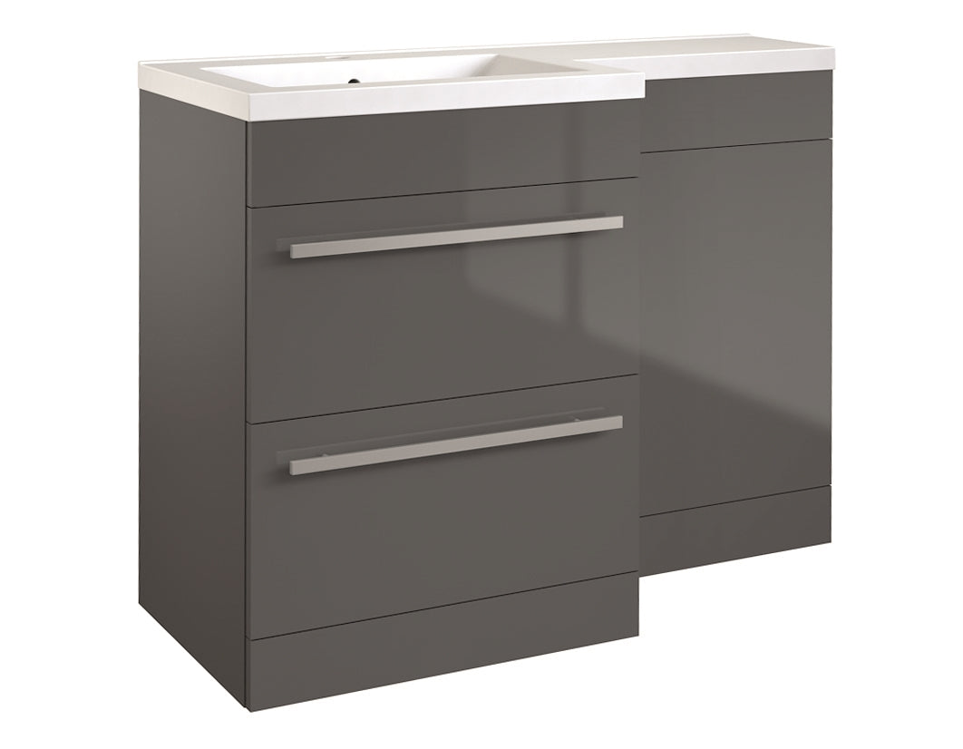 Kartell K-VIT Matrix 2 Drawer L-Shaped Furniture Pack 1100mm, Left Hand - Storm Grey Gloss