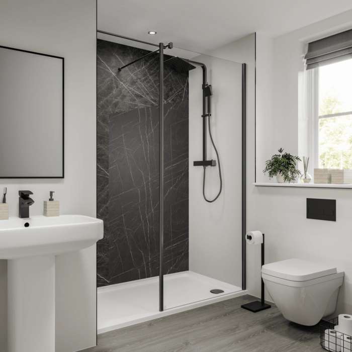 Multipanel Linda Barker Black Pietra Bathroom Wall Panel, photo 2