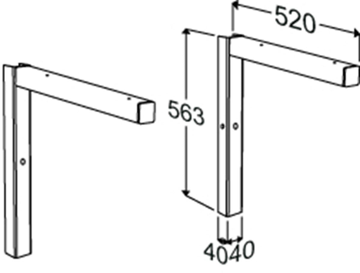 Pressalit INDIVO bracket dimension drawing
