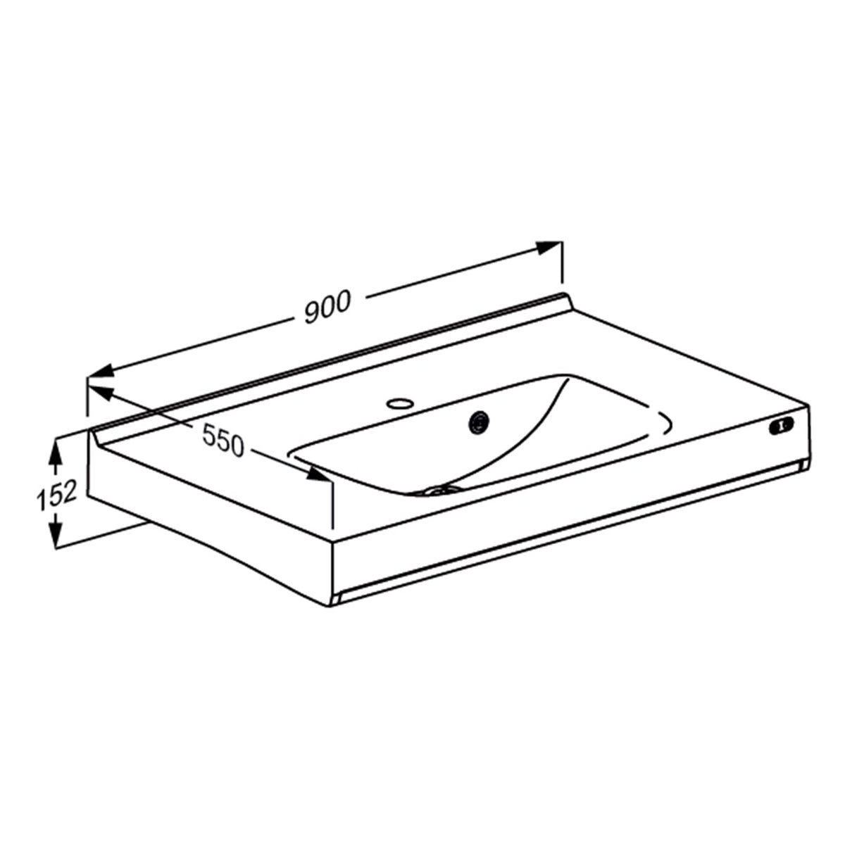 Pressalit MATRIX SQUARE 900 mm dimension drawing