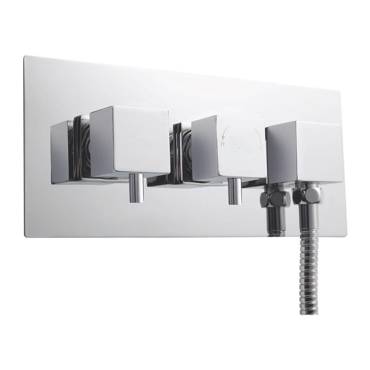 Nuie Twin Thermostatic Shower Valve With Diverter – 120mm High – Chrome