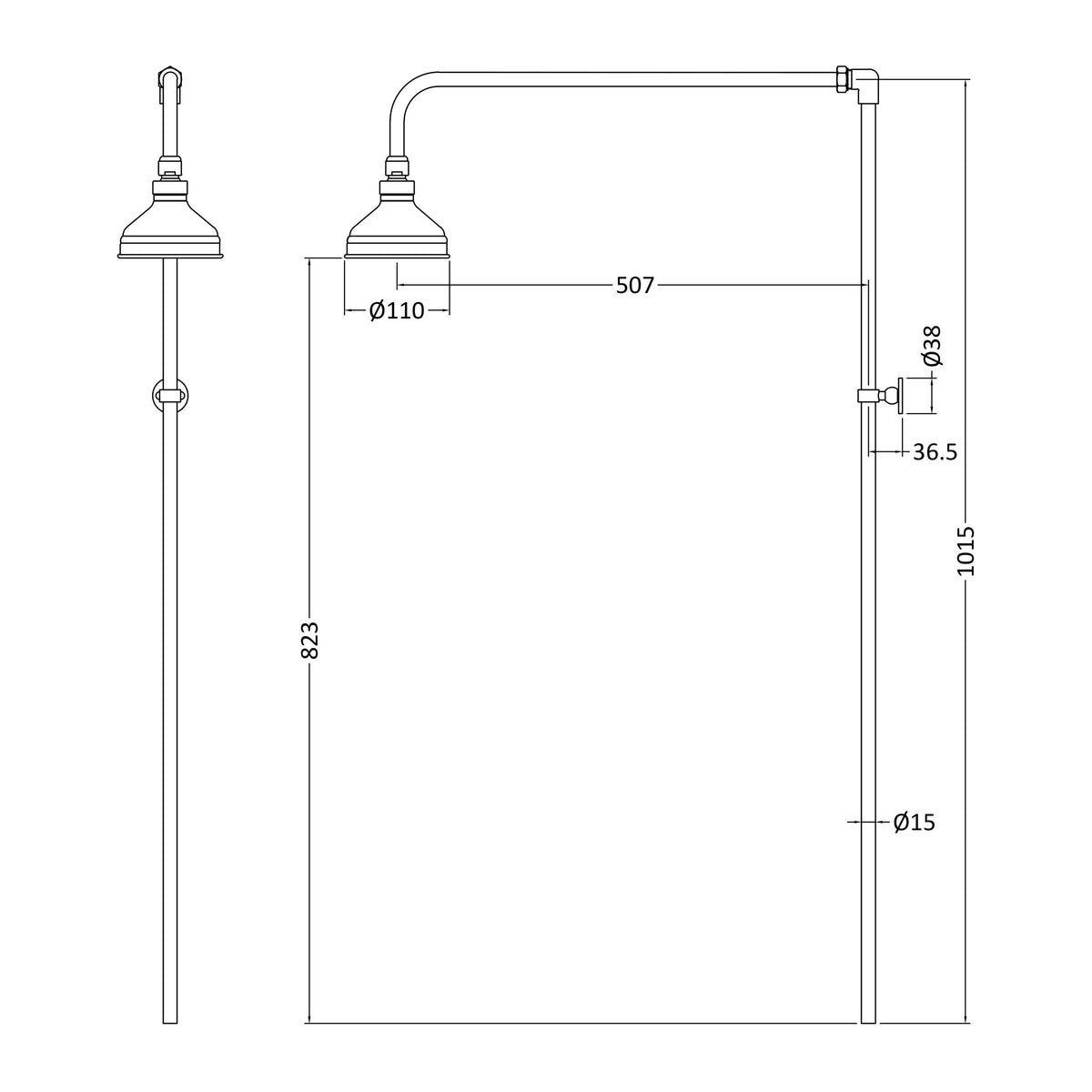 Nuie Rigid Riser Kit – Chrome, photo 3