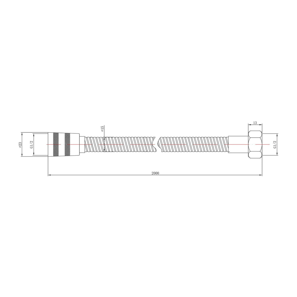 Nuie 2m Double Lock Shower Flex – Chrome, photo 2
