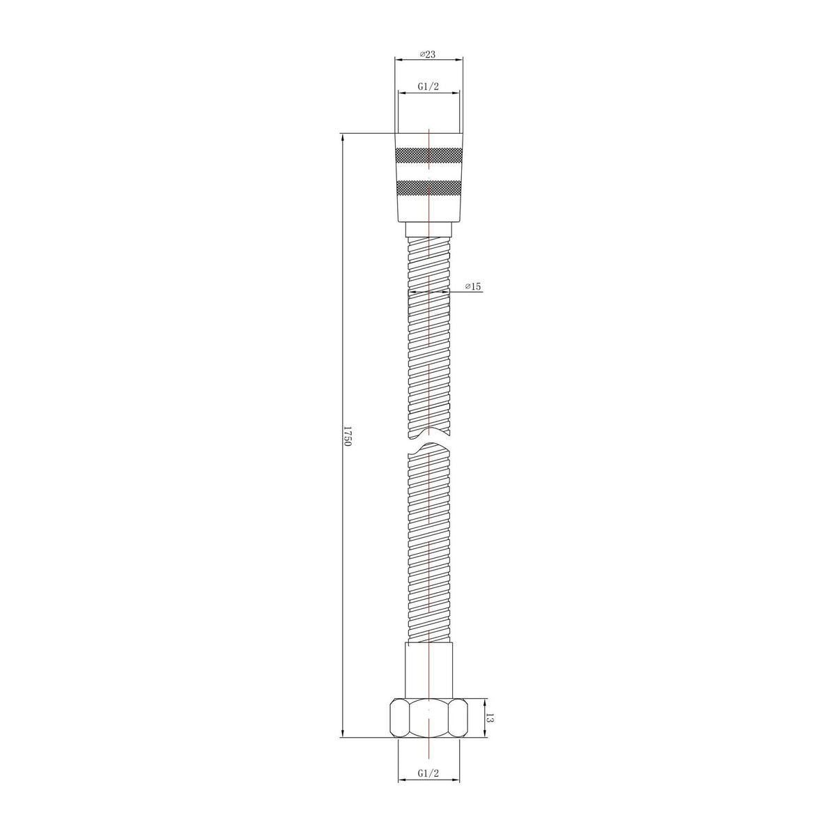 Nuie 1.75m Double Lock Shower Flex – Chrome, photo 2