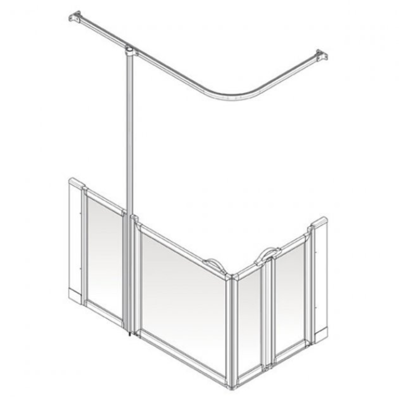 AKW Option BW Shower Screens 1400x900mm Left Hand - 750mm High (91011L)