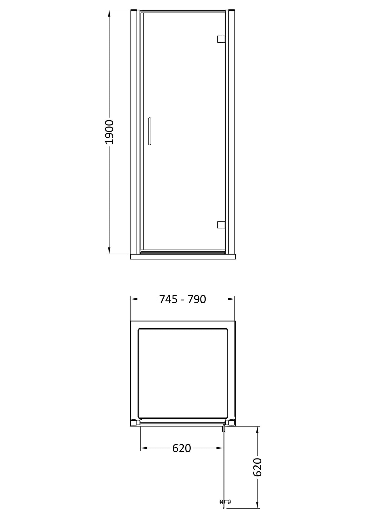 Nuie Lucie Hinged Shower Door – 800mm & 900mm, photo 5