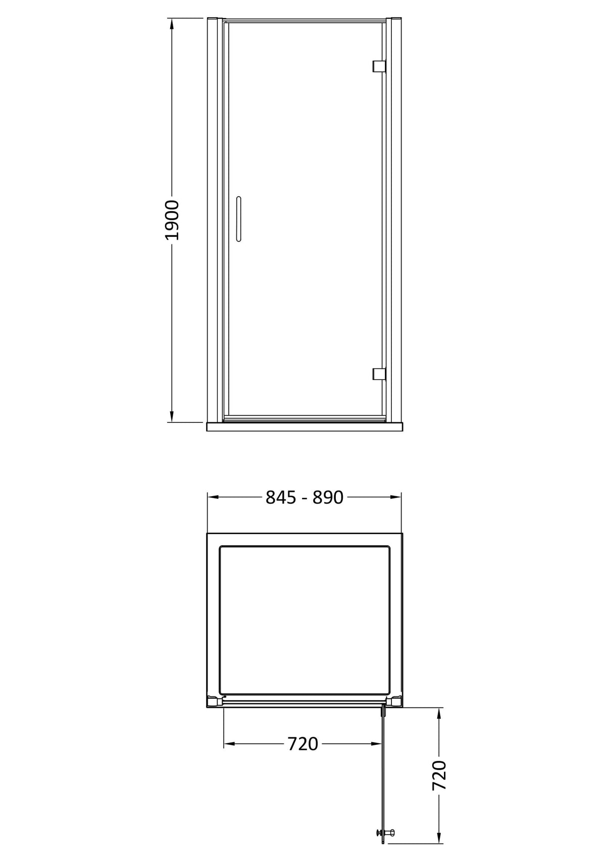 Nuie Lucie Hinged Shower Door – 800mm & 900mm, photo 6