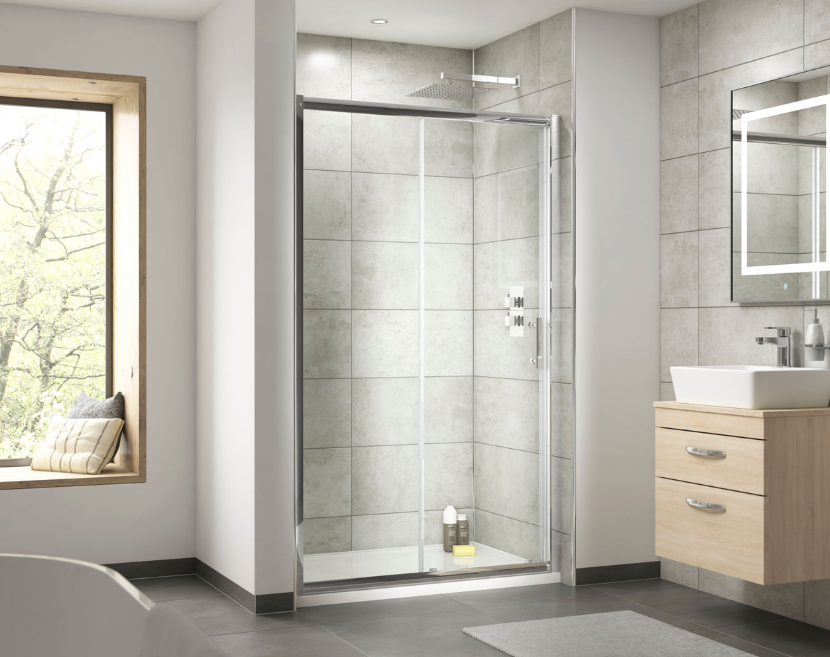 Hudson Reed Pacific Sliding Shower Door - Square T Shape Handle – 1000mm, 1200mm, 1400mm & 1700mm