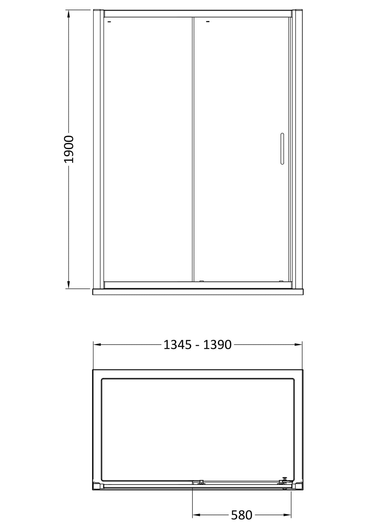 Nuie Lucie Sliding Shower Door – 1200mm, 1400mm & 1700mm, photo 6