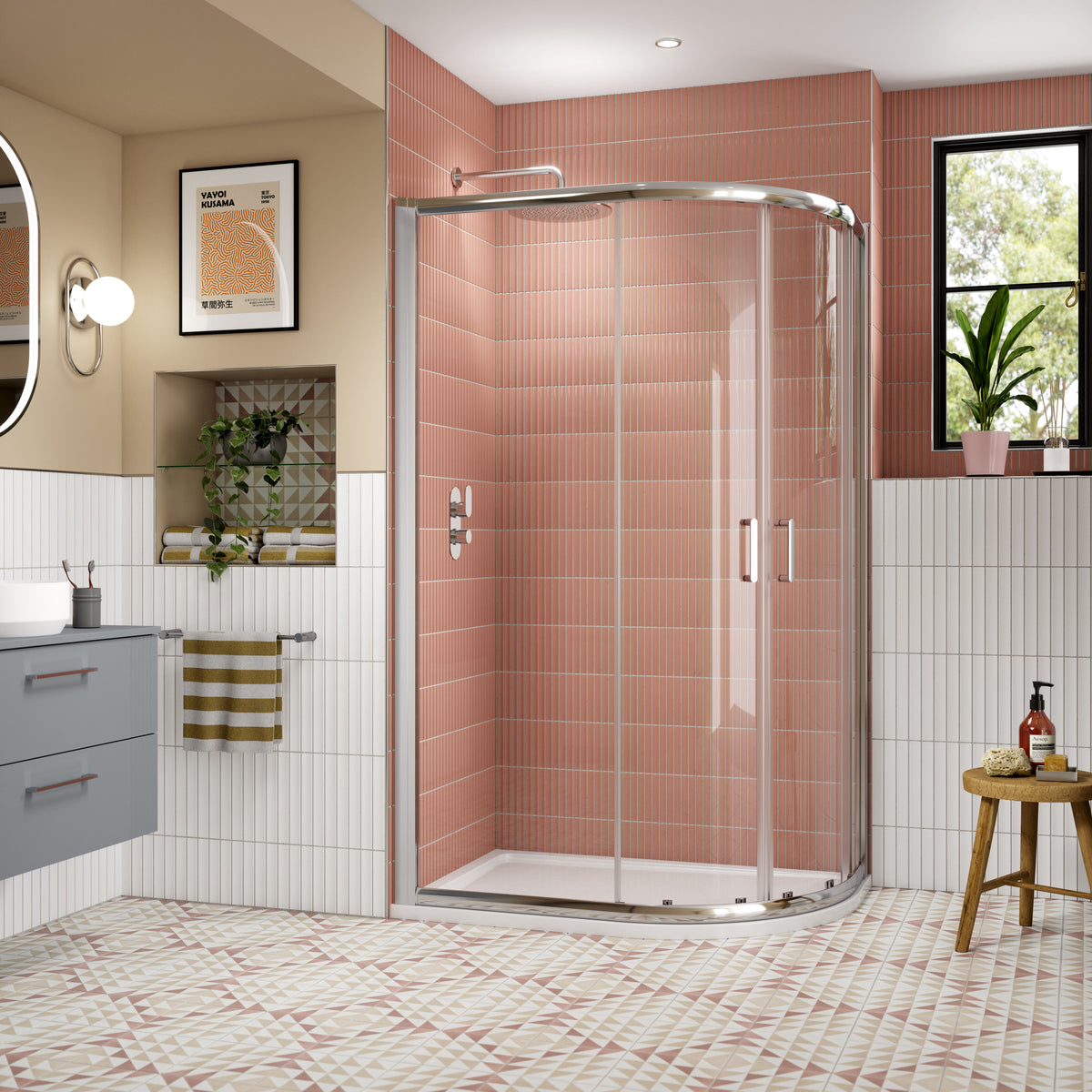 Nuie Lucie 1200mm Offset Quadrant Shower Enclosure – Chrome, Brushed Brass or Matt Black