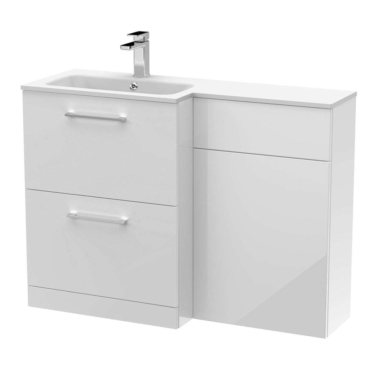 Nuie Arno 1100mm 2 Drawer Floor Standing Combination Vanity & WC Unit With L-Shaped Basin