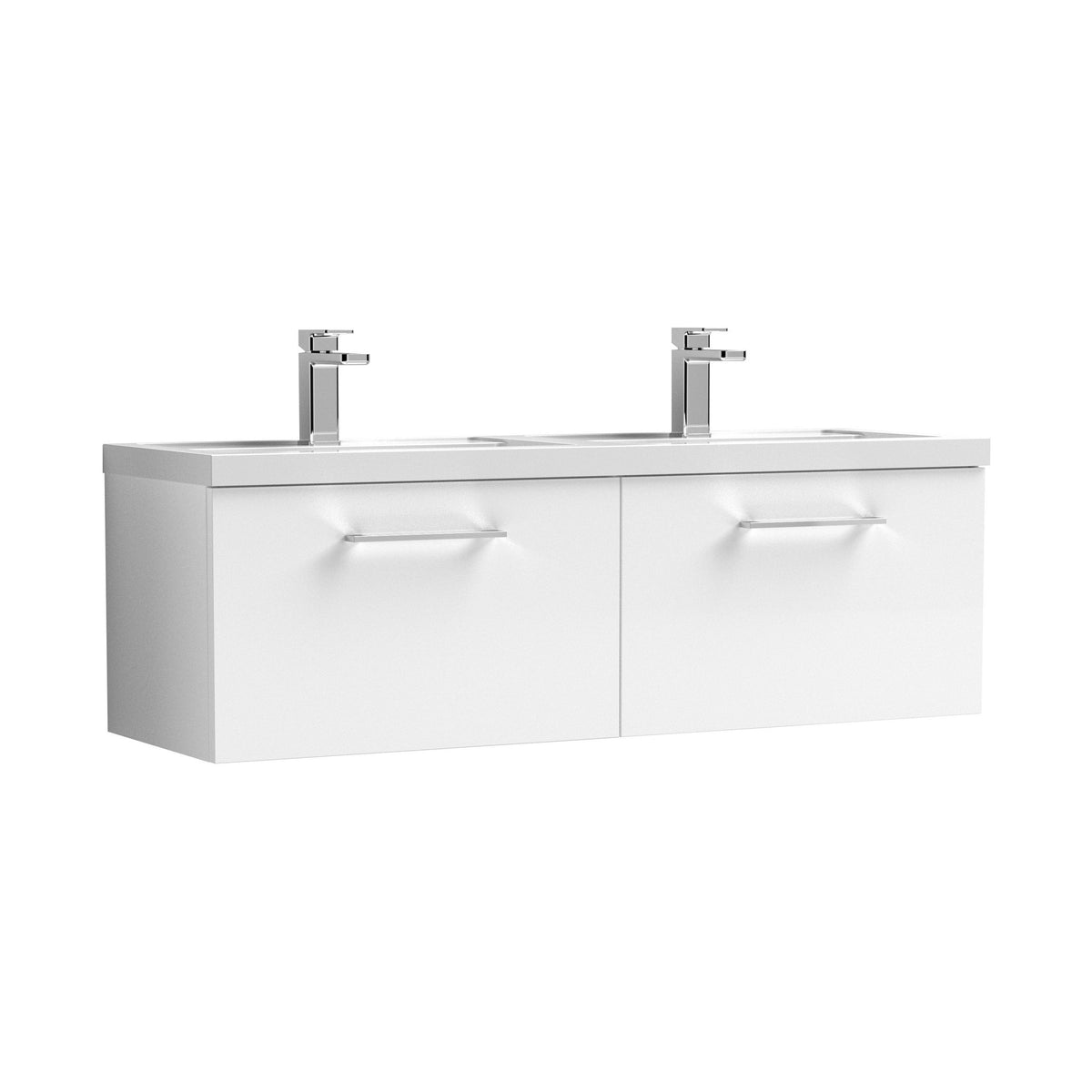 Nuie Arno 1200mm 2 Drawer Wall Hung Twin Vanity Unit With Basin, photo 11