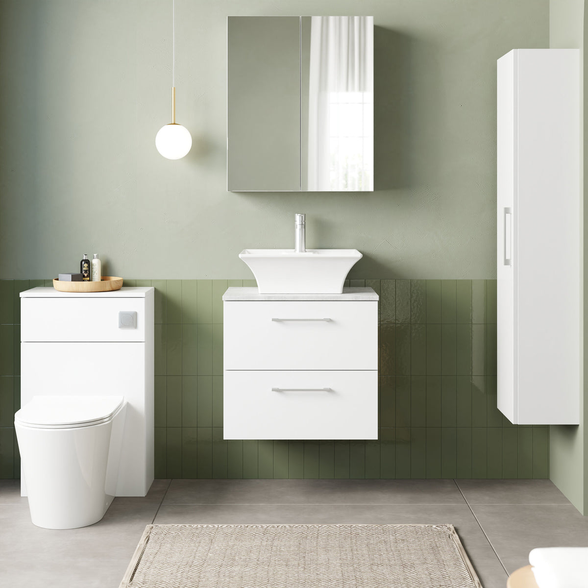 Nuie Arno 2 Drawer Wall Hung Vanity Unit With Worktop – 600mm, 800mm & 1200mm