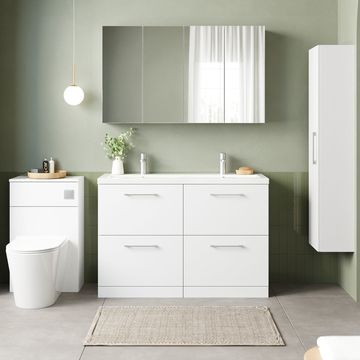 Nuie Arno 1200mm 4 Drawer Floor Standing Twin Vanity Unit With Basin